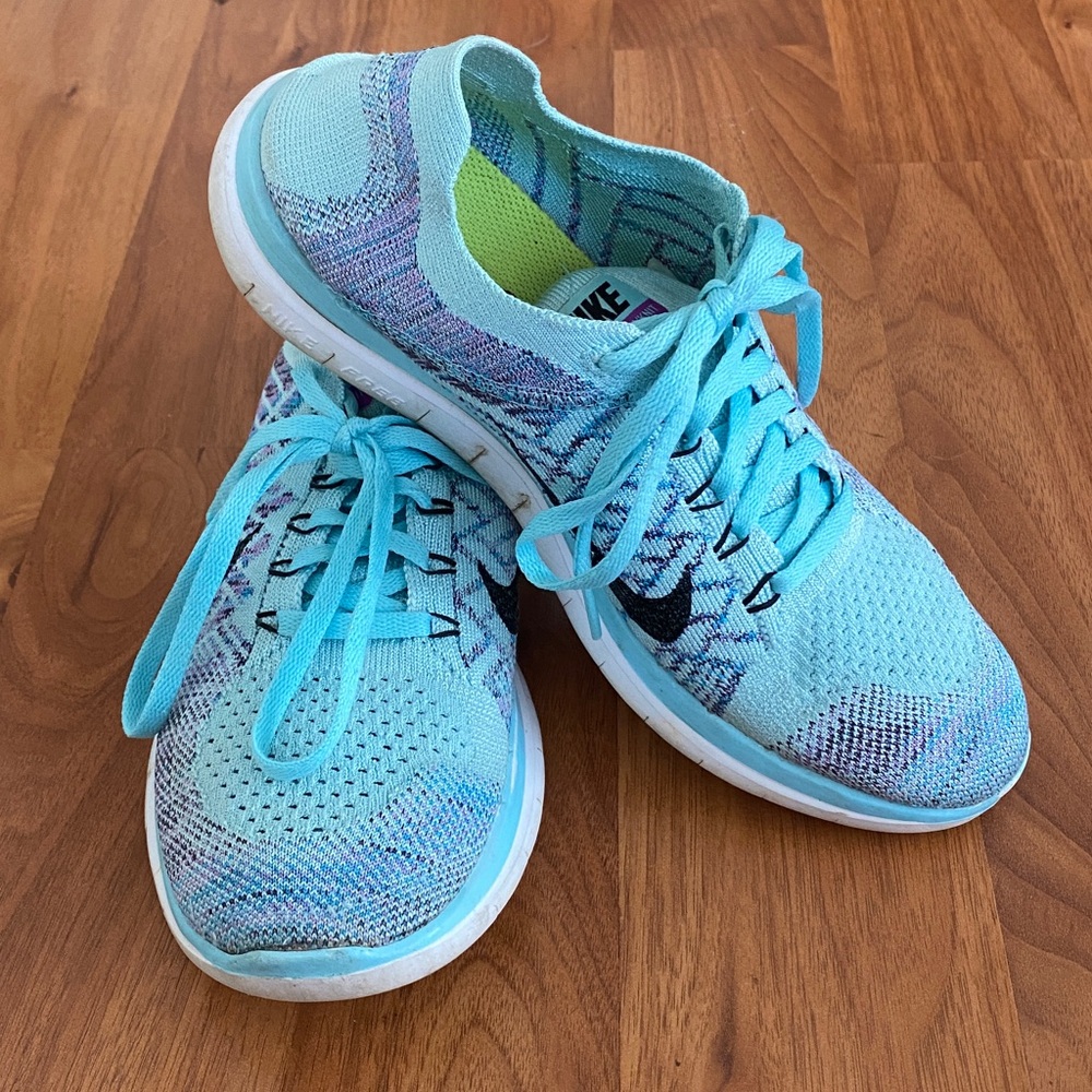 ❤️ Nike Free 4.0 Fly Knit Sneakers Blue Size 8 1/2